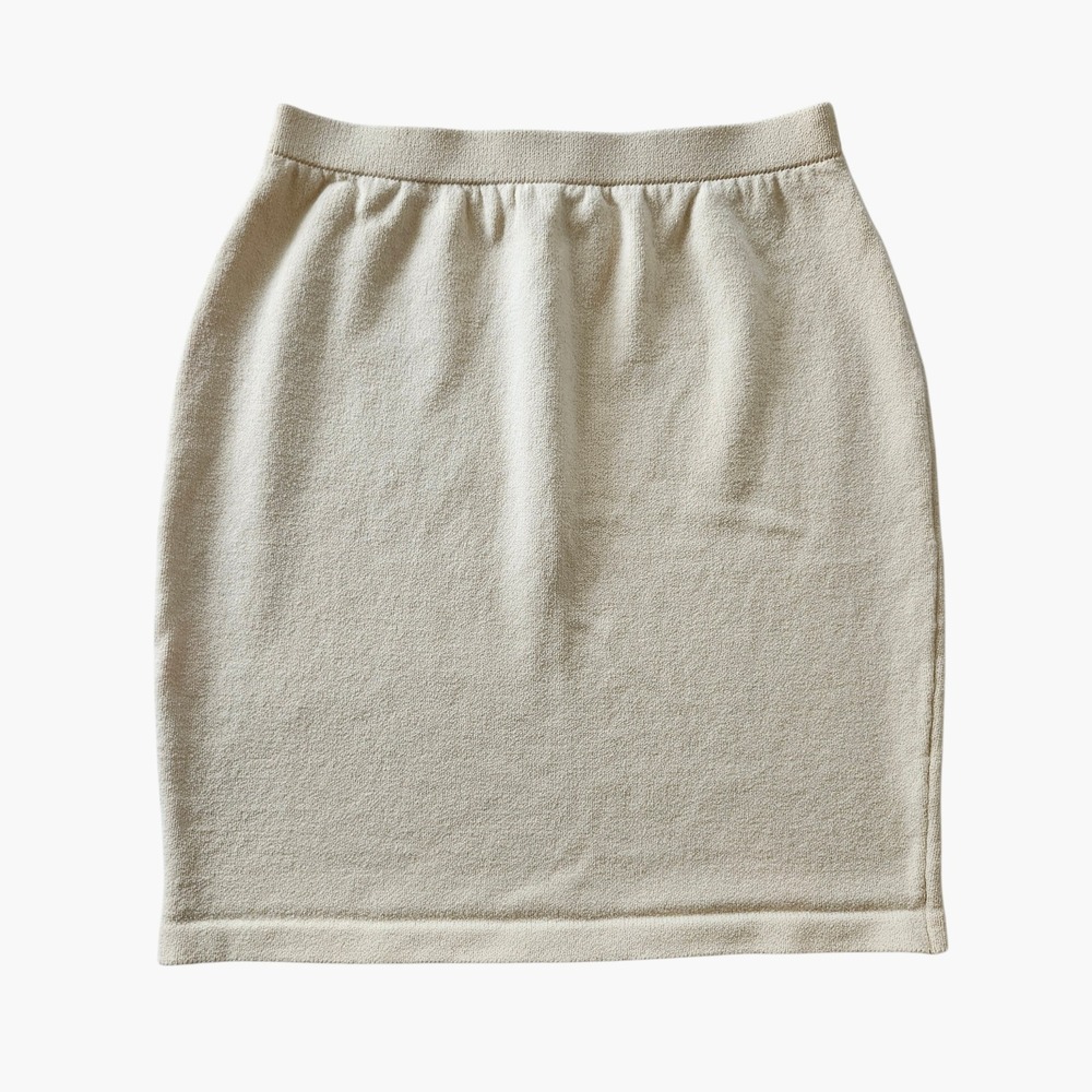 St John Collection Cream Beige Wool Blend Knit Pencil Skirt Women's Size 8
